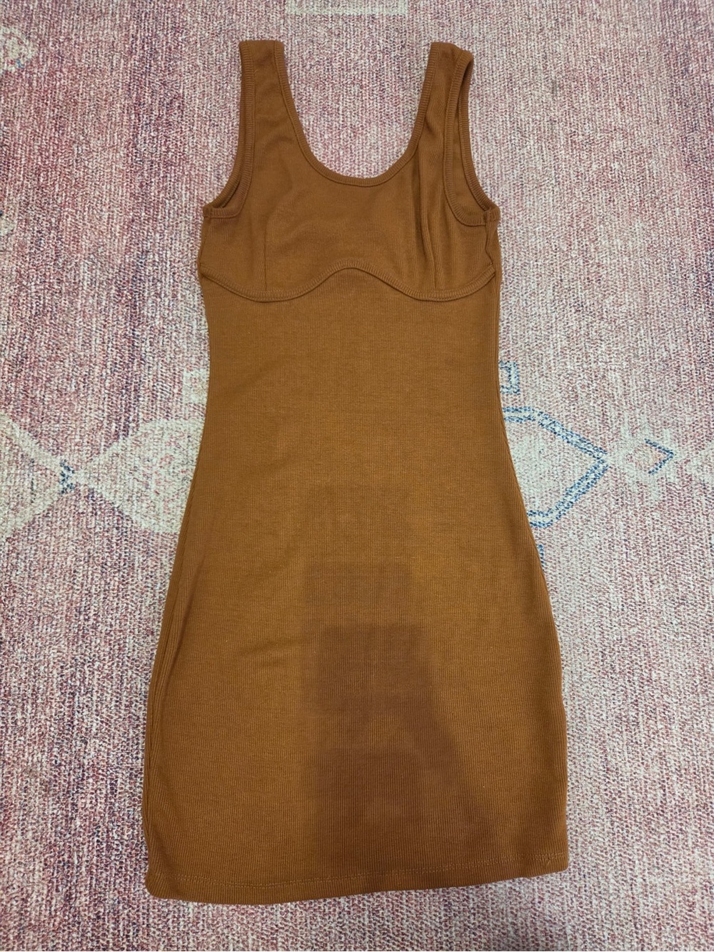Signature8 y2k vibe bodycon ribbed rust mini dress size small